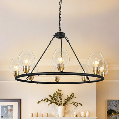 8-light Wagon Wheel Chandelier Glass Chandelier Modern Chandelier For Dining Room And Kitchen