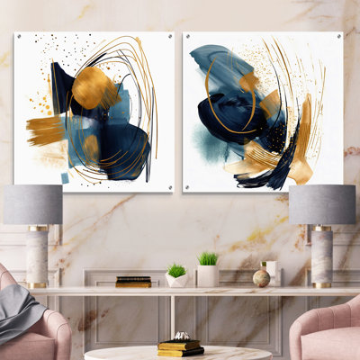 Charlize - Ensemble de 2 verres muraux géométriques abstraits en acrylique
