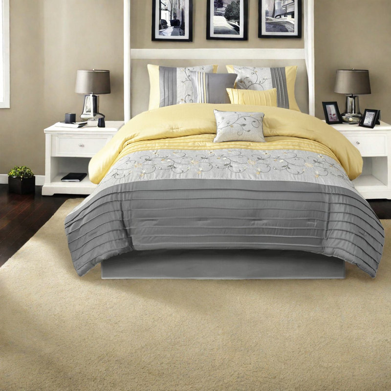 Ensemble de literie luxueux 7 pièces, en fausse soie de polyester, style élégant pour la maison
