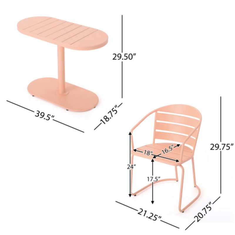 3PC dining table set, Coral