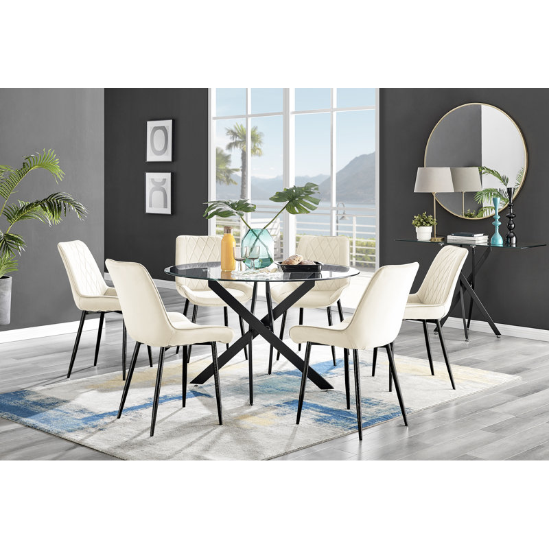 Ensemble repas pour 6 personnes, Crème / Noir
