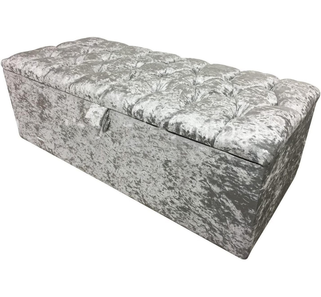 45cm Wide Tufted Rectangle Solid Colour Footstool Ottoman