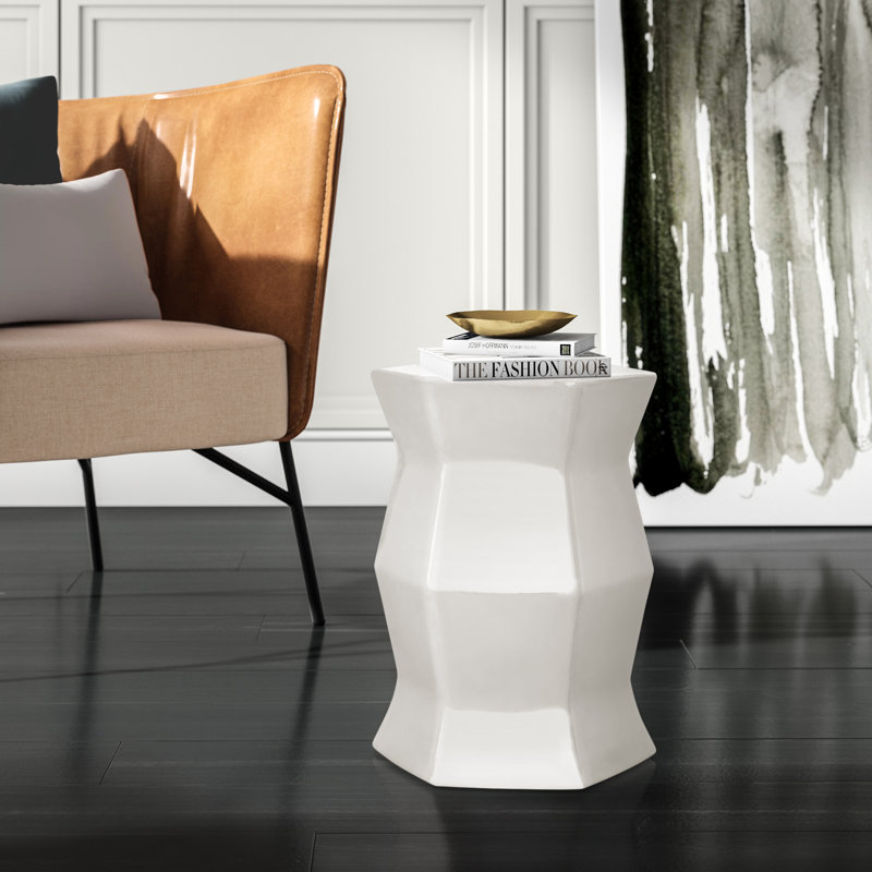 Tabouret de jardin en céramique Debrorah, Crème
