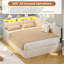 Upholstered Daybed with Charging Station & Hydraulic Storage, Corner Bed with LED Headboard-1087049670-1087049668