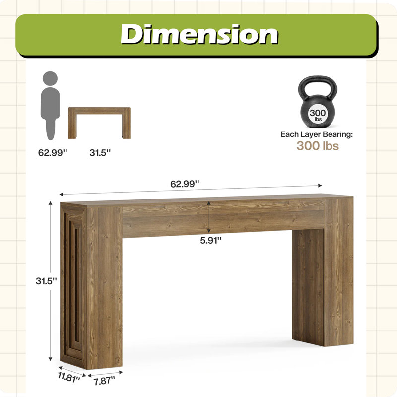 Grand canapé de table, table de couloir en bois, console