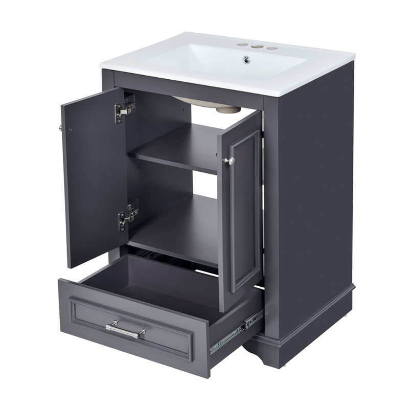 Meuble-lavabo 24 po avec lavabo en céramique, Bleu gris