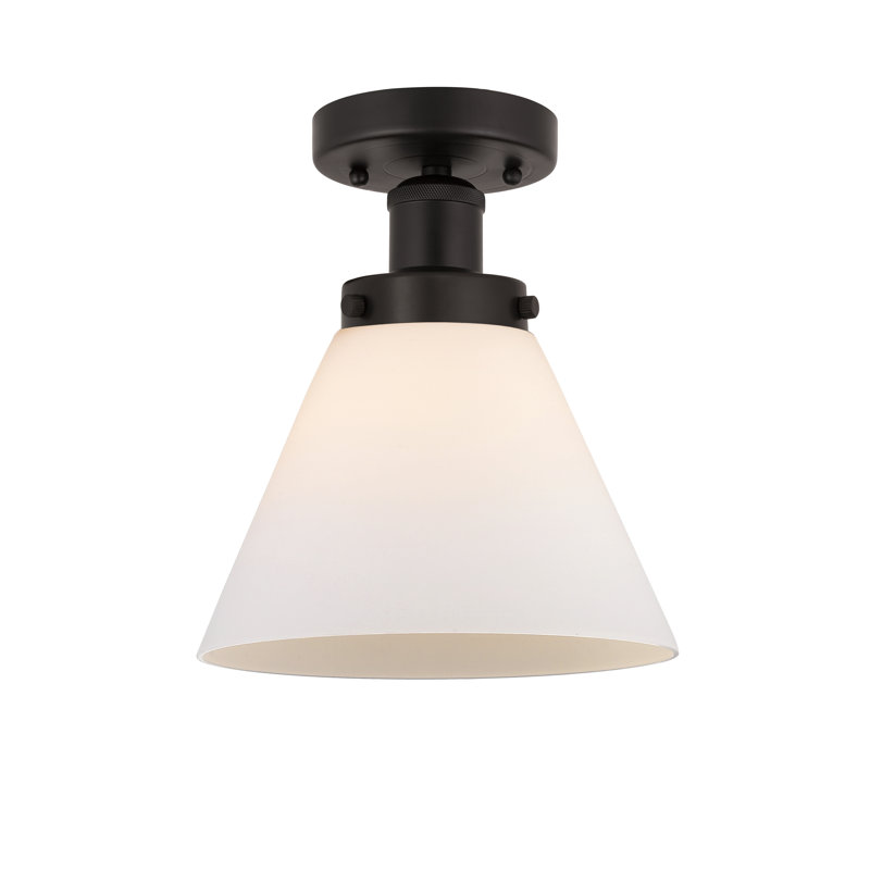 Plafonnier semi-encastré en verre Congerville, Blanc mat, Bronze huilé