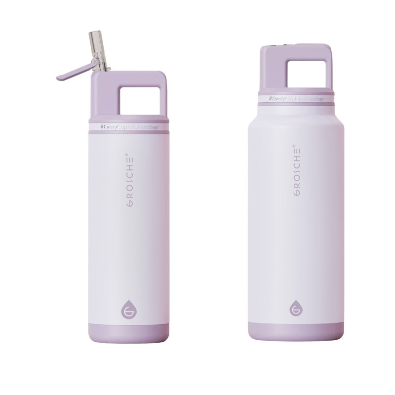 Grosche 40 oz Bouteille d'eau en acier inoxydable à triple paroi (18/8) à triple paroi, Lavande