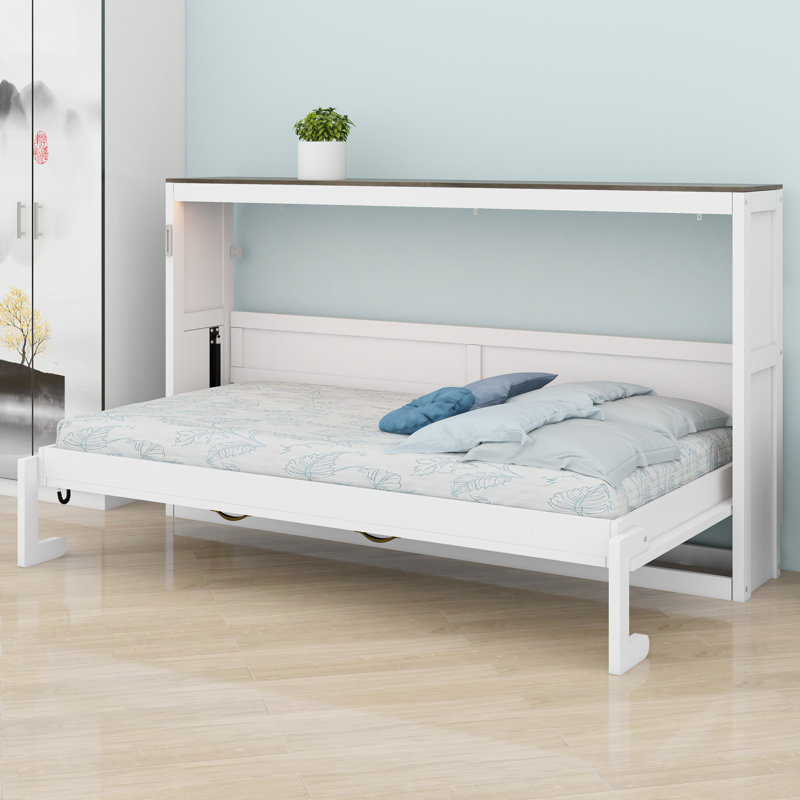 Lit escamotable escamotable escamotable avec motif caché, Blanc, Double