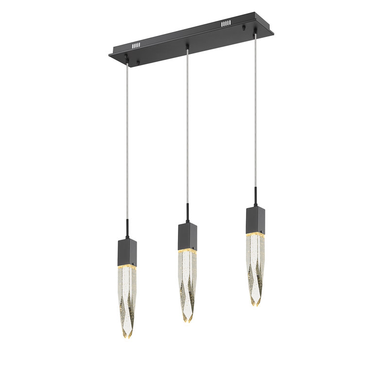 Aspen 3 - Light Pendant, Matte Black, Bubbled Hand-Carved K9