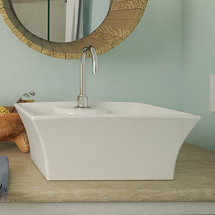 DECOLAV Classically Redefined 16'' White Vitreous China Rectangular Bathroom Sink with Overflow