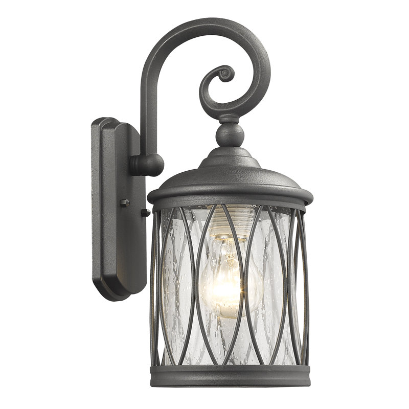 Applique murale d'extérieur noire 1 lumière Dindan Transitional H 13 po, Noir
