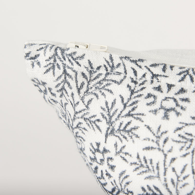 Housse de coussin rectangulaire en lin Eula, Crème / Ardoise