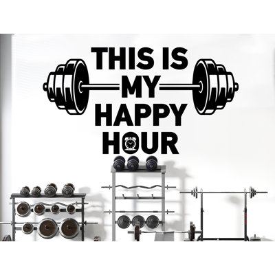 This is My Happy Hour Gym Wall Decal Barbell Fitness Decor Workout Art
