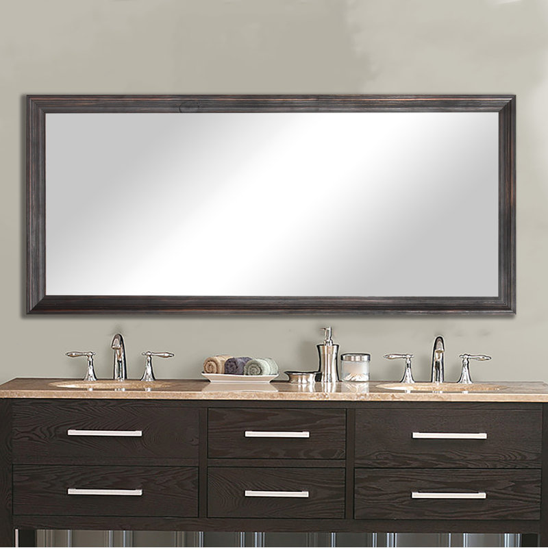 Bloodworth Wood Flat Wall Mirror, 38.5" H x 77.5" W, Rustic Dark Walnut