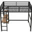 Lit mezzanine en métal avec bureau intégré et rangement, pleine grandeur, noir - Maximisez l'espace de la chambre à coucher dans des espaces restreints