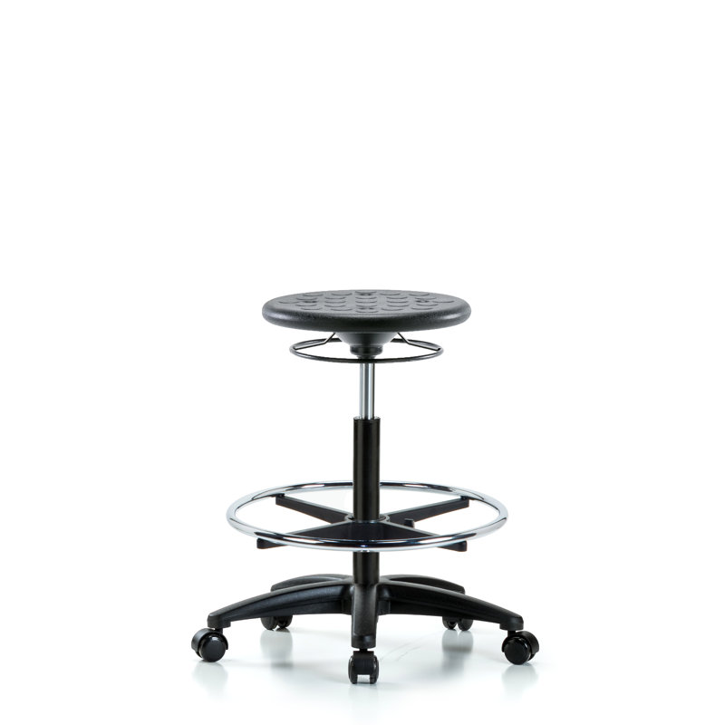 Tabouret de laboratoire à hauteur ajustable, Noir, Roulettes