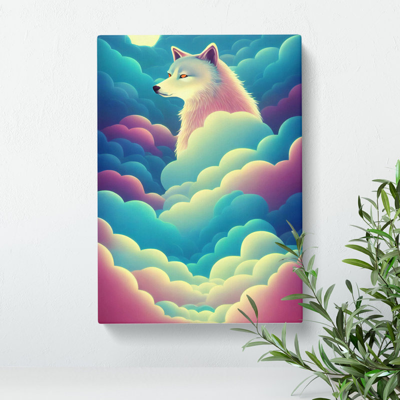 Wolf In The Clouds - Wrapped Canvas, 50cm H x 35cm W x 3cm D