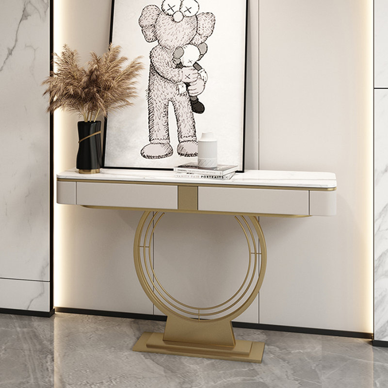 Console haut de gamme moderne et luxueuse, H 33,4 po x l 70,8 po x P 13,7 po, Doré