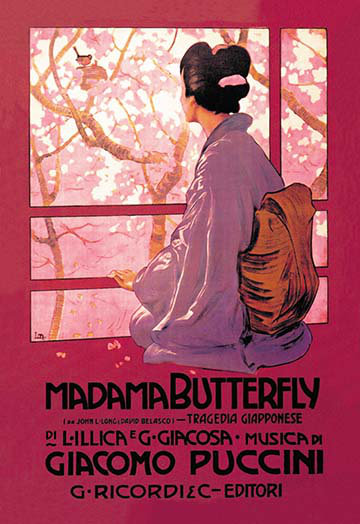 « madama papillon » par une publicité rétro lm, H 66 po x l 44 po x P 1,5 po