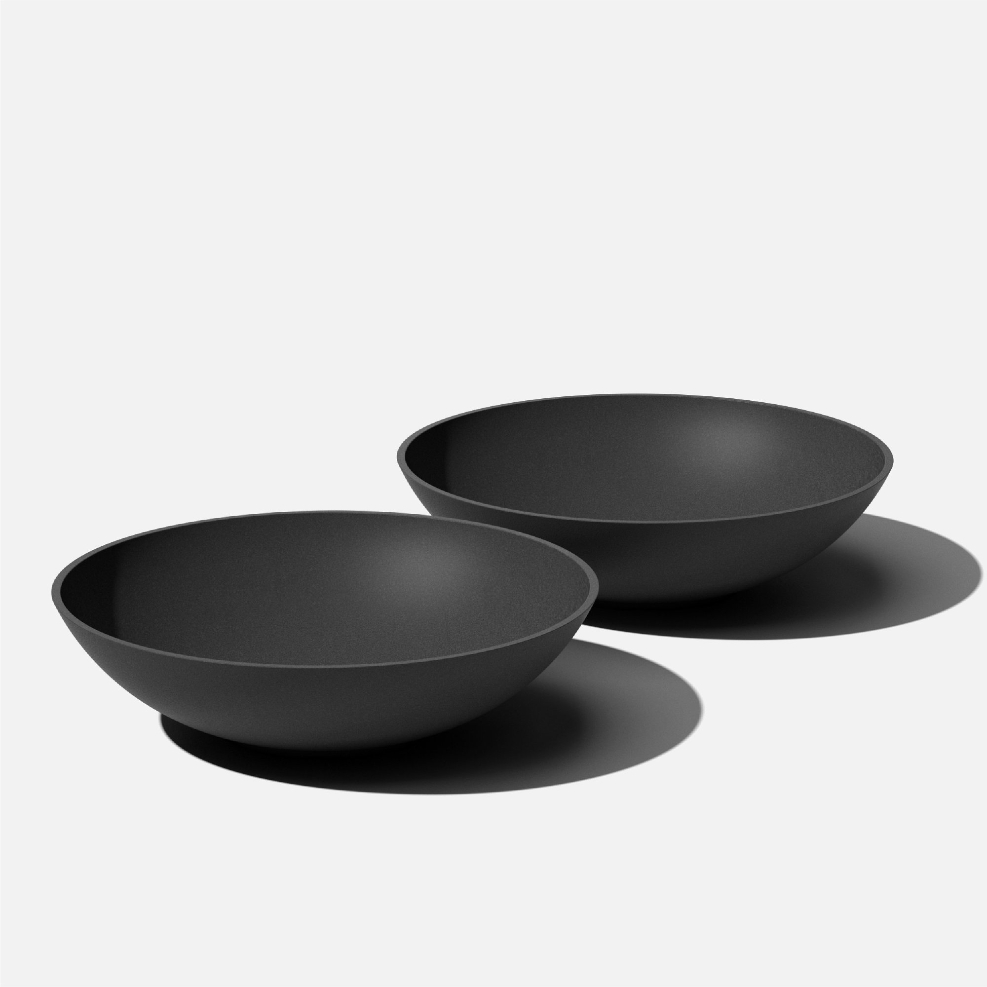 Pure Series Lane Bowl Planter, Set of 2, 6" H x 24" W x 24" D, Black