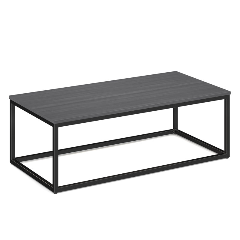 | Lyons | 24'' x 48'' Rectangular Top Coffee Table with Black Metal Base, Coastal Gray