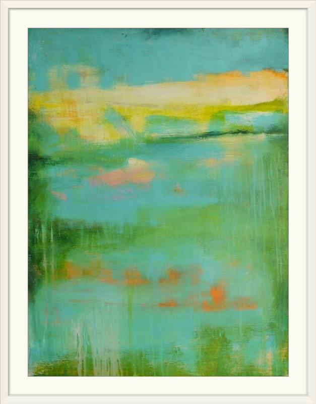 «Tranquility Bay» par Frisco, impression, H 38 po x l 32 po x P 1 po, Cadre blanc