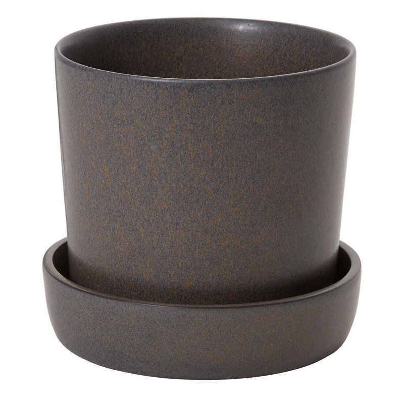 Handmade Ceramic Pot Planter, Black, 6.5" H x 6.75" W x 6.75" D