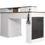 Bureau blanc de 55 po avec station de charge, support pour moniteur et glissières de tiroir pour une expérience de travail confortable et productive dans un bureau à domicile