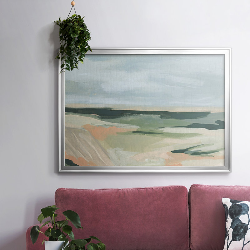 Toile tendue avec cadre Pastel Plains II_2766030, Argent, H 26 po x l 38 po x P 1,5 po