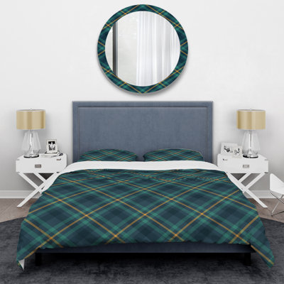Blue Checked Tartan Polyester Plaid Duvet Cover