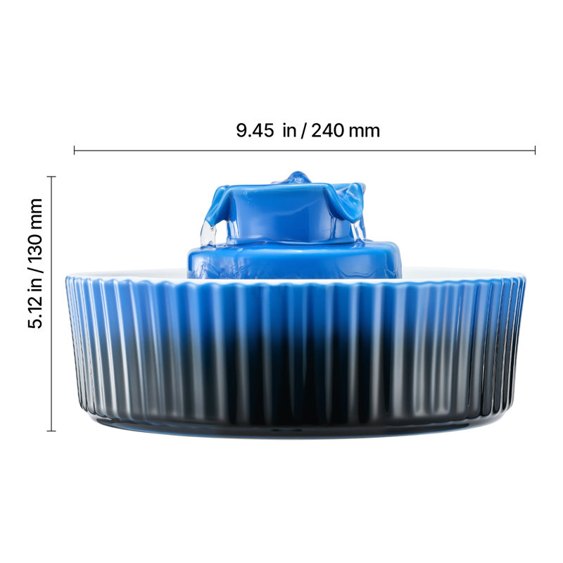 Fontaine pour animaux de compagnie à petits gâteaux de grande capacité 2,1 L pour chats et chiens, céramique à haute température, système de filtration double pour eau de chat en céramique 2,1 L / 71 oz, eau potable à 360 °, entretien minimal, moteur écoénergétique