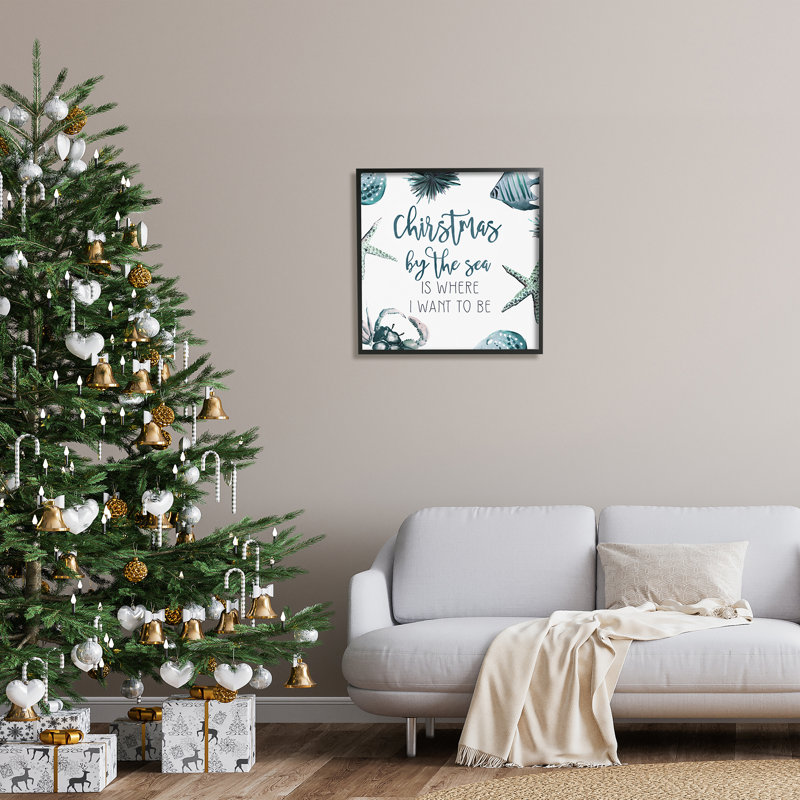 Noël nautique par Ziwei Li, Giclée encadrée noir minuit, H 24 po x l 24 po