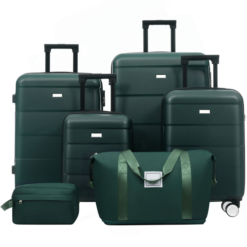 Ensembles de bagages Hardshell 6 pièces avec 2 sacs, valise de transport avec poignée et roues pivotantes doubles verrouillables, bagages légers de 16 po + 20 po + 24 po + 28 po