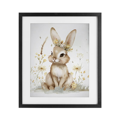 «Whimsical Baby Rabbit», reproduction encadrée sous verre, conception de Ramona Murdock