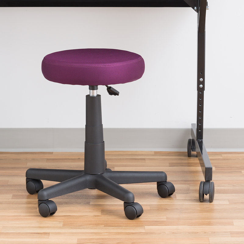 Adjustable-Height Colourful Mesh Rolling Utility Stool, Purple