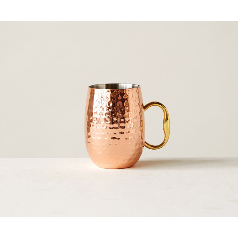 Grande tasse martelée en acier inoxydable