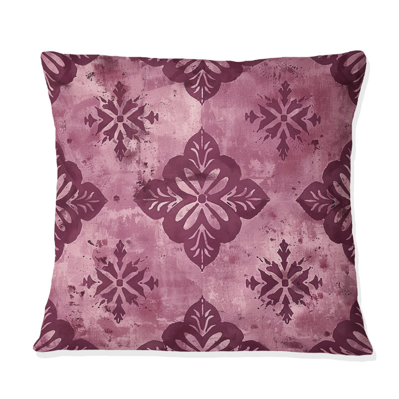 Magenta Rustic  Blooming Charm II - Farmhouse Throw Pillow, 16"H x 16"W, Square