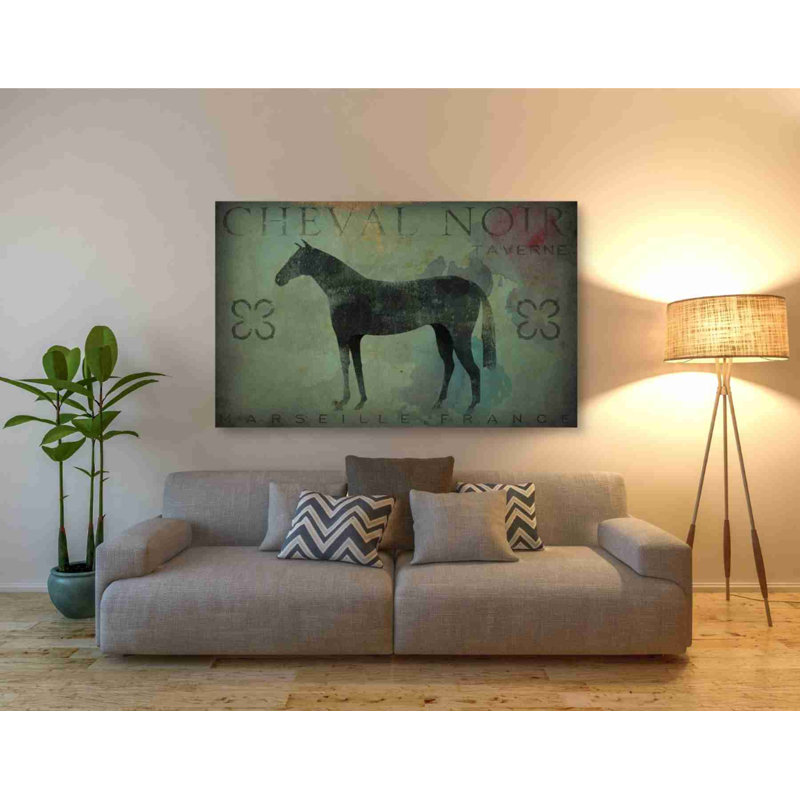«Cheval Noir v1» par Ryan Fowler, art mural sur toile, H 40 po x l 60 po x 1,5 po