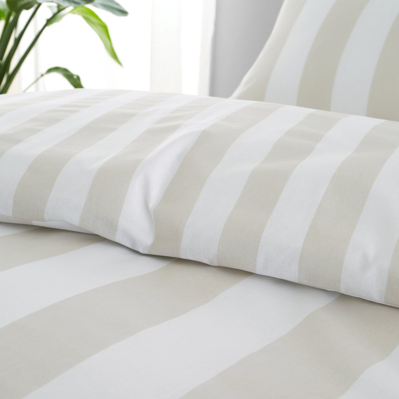 Cove Stripe Reversible Duvet Cover Set, Natural, Double Duvet Cover + 2 Standard Pillowcases