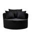 Oversized Round Swivel Accent Chair with Plush Upholstery & Matching Throw Pillows-Black