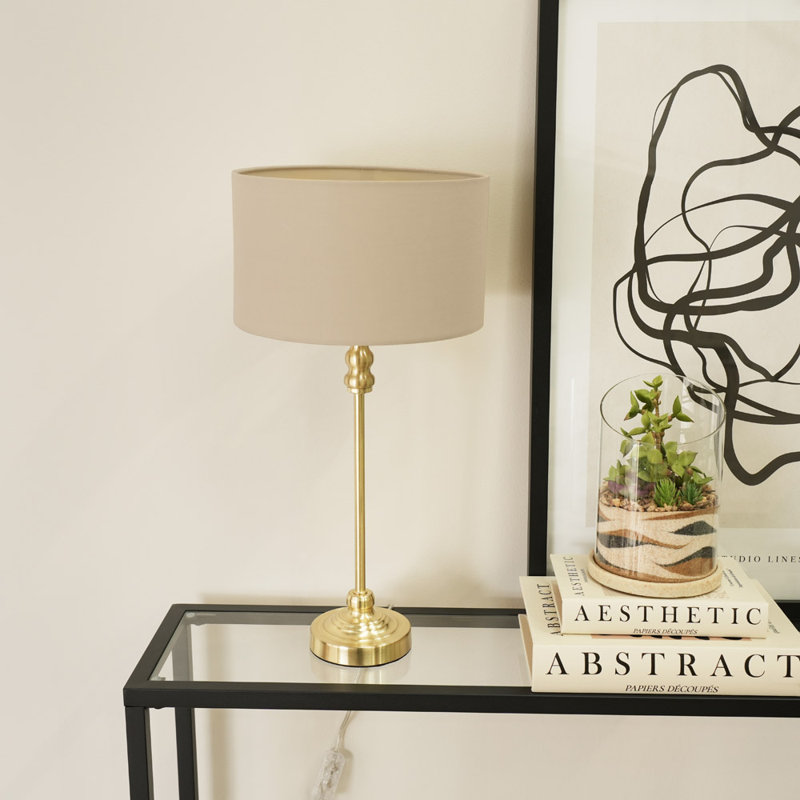 Reselva Metal Table Lamp, Gold Base/Natural Shade