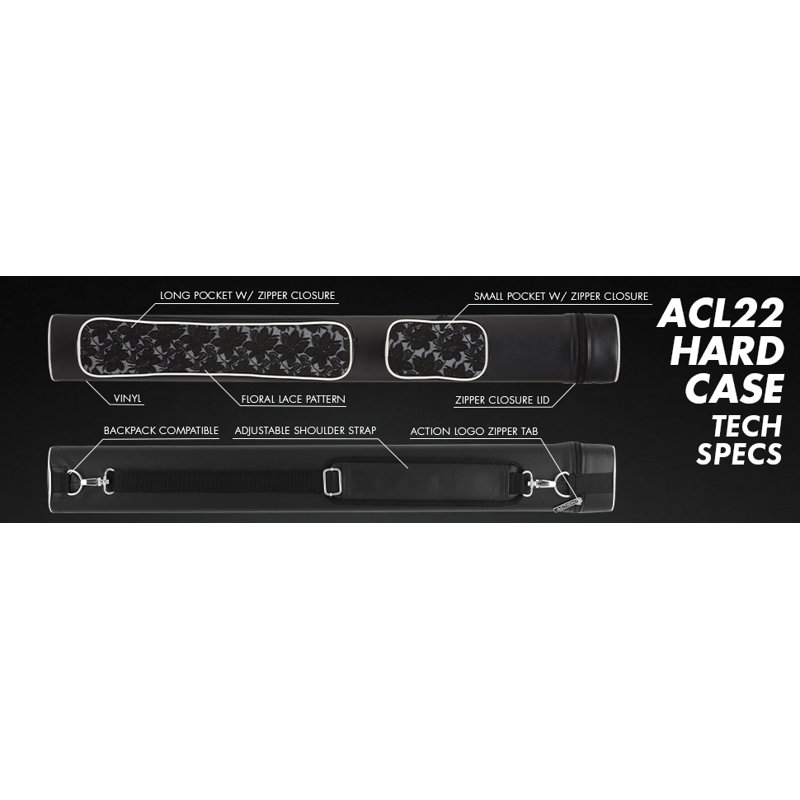 14" Pool Cue Case, Black/White