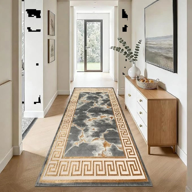 Abstract Flokati, Gold, Runner 80 cm x 300 cm