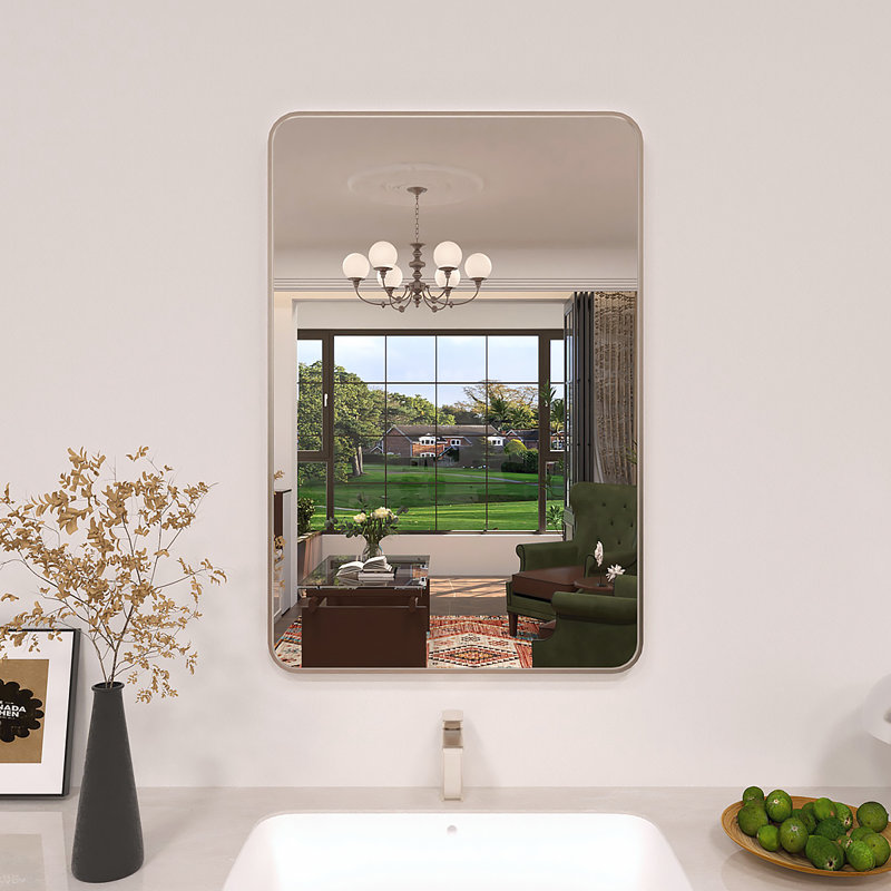 Miroir de salle de bain mural Lucha, 24 po x 36 po, Vert matcha
