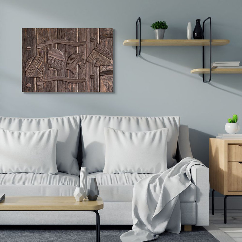 «Unicorn Rustic Etch Wood Grain Brown» par Ziwei Li - impression, Toile tendue, H 30 po x l 40 po