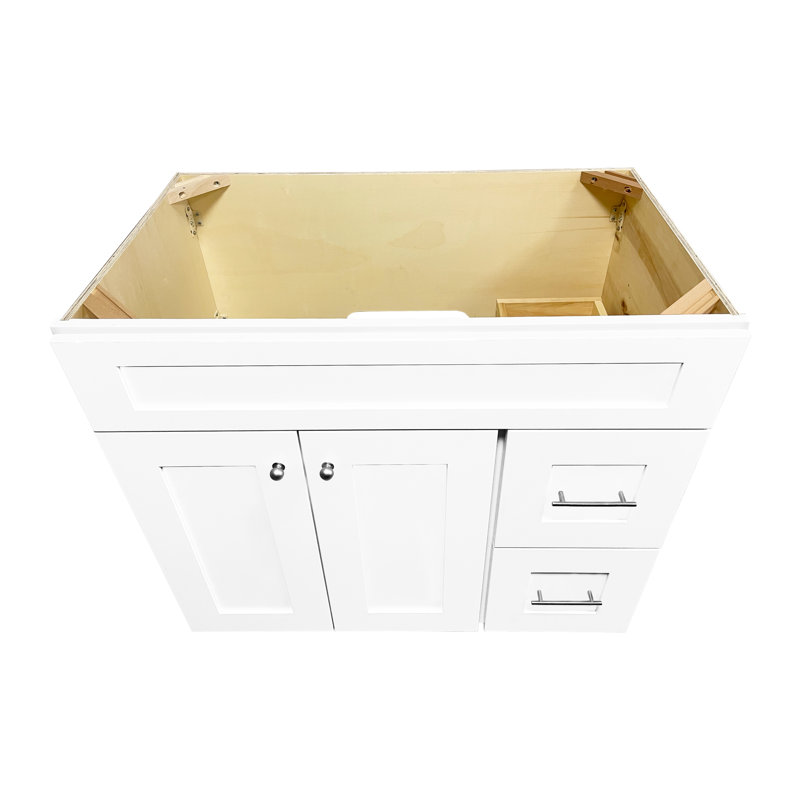 Disar 36'' Bathroom Vanity With Drawer Right Base Only, White