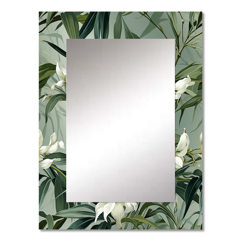 Yulien bambou élégance motif tropical - miroir mural unique tropical, miroir tropical, impression d'art en métal