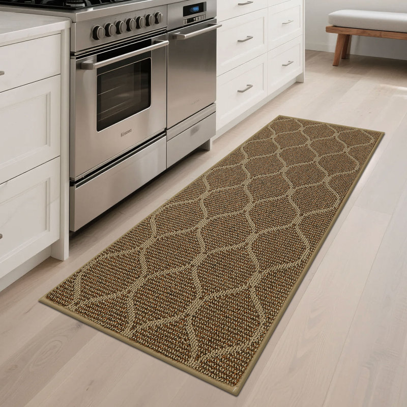 Tapis de couloir de cuisine antidérapant lavable - Tapis d'évier en polypropylène absorbant, Rectangle 24" x 48", Beige