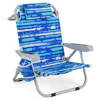 Aluminum Lightweight Portable Folding Beach Chair With Headrest And Cup Holder by S-nova